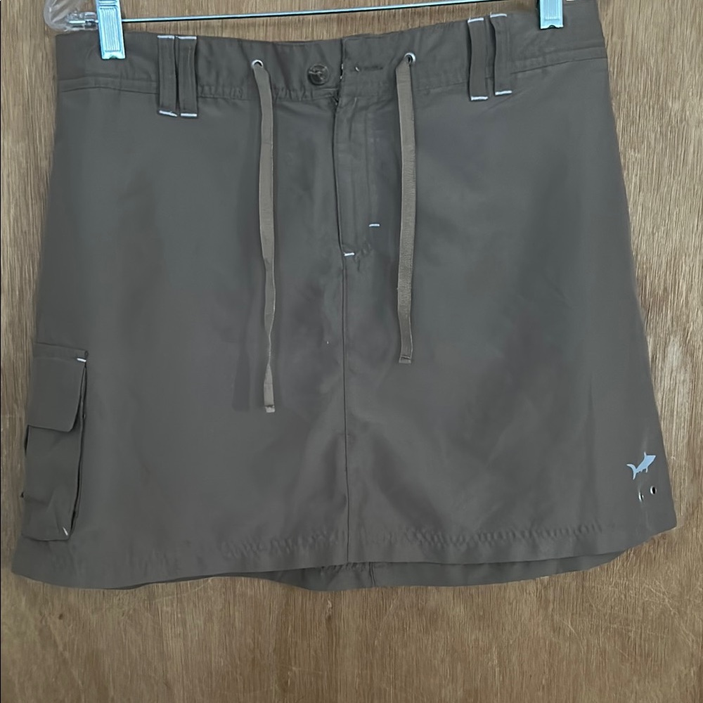 Brown Drawstring Cargo Skirt